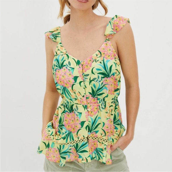 Farm Rio Ruffled Floral Top Tank size Small - Picture 2 of 9